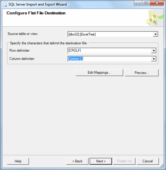 Configure Flat File Destination
