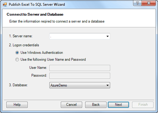 Publish Wizard - Connect to database